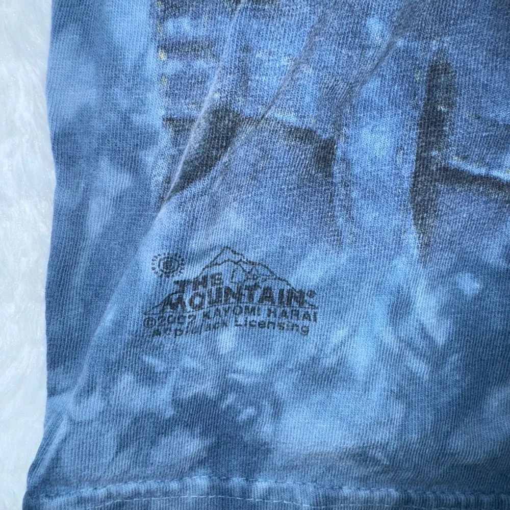 The Mountain T Shirt Mens Large Blue Tie Dye Kitten‎ Overalls Graphic Tee vtg